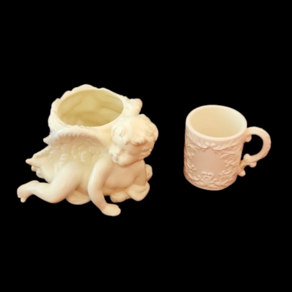 Ceramic Angel Candle Holder With Small Mug